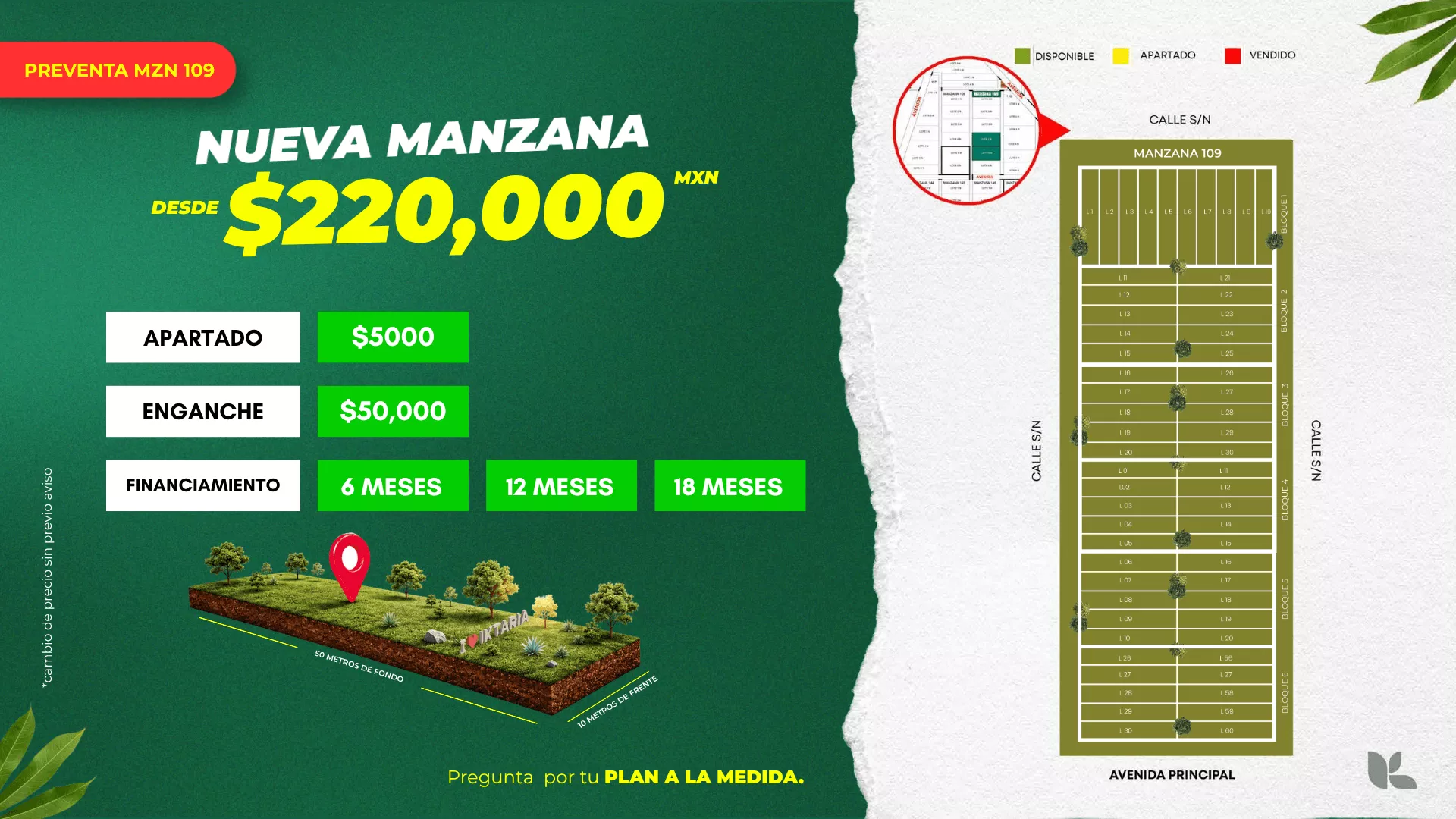 Manzana 109 desde $200,000 MXN