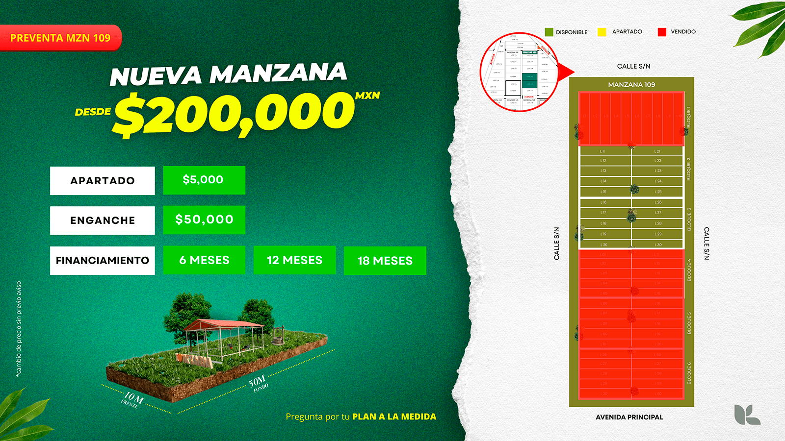 Manzana 109 desde $200,000 MXN