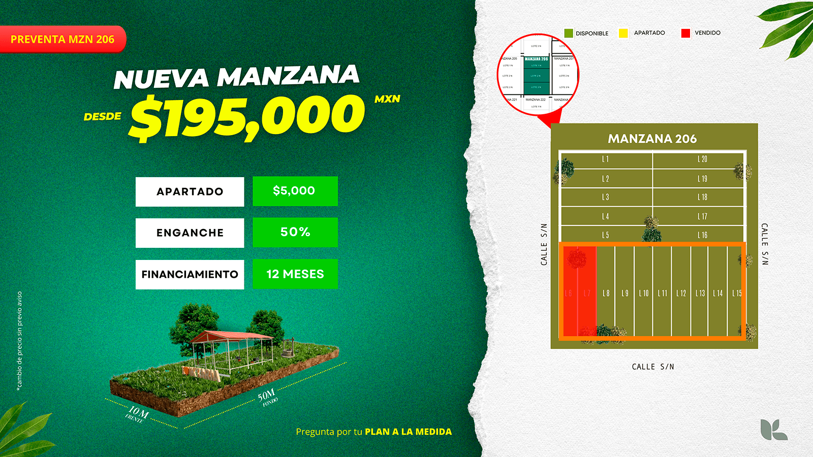 Manzana 206 desde $195,000 MXN